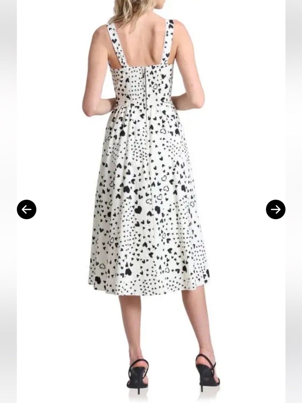 Avec Les Filles Women’s White Midi Dress with Black Heart Print Size 6 - Picture 2 of 11